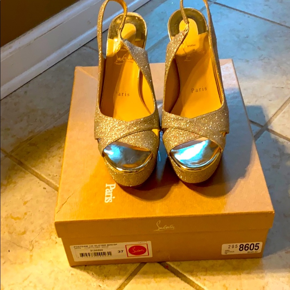 Authentic gold Christian Louboutin shoes